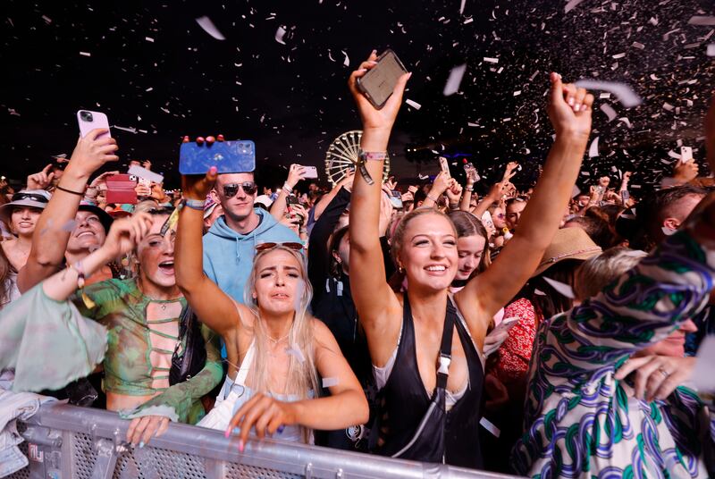 Fans of The Script as the band perform on the main stage on Sunday. Photograph: Alan Betson/The Irish Times

