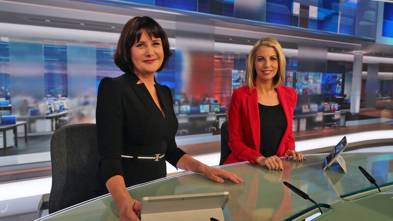 RTÉ television news anchors Keelin Shanley and Caitríona Perry, in 2019. Photograph: Colin Keegan/Collins