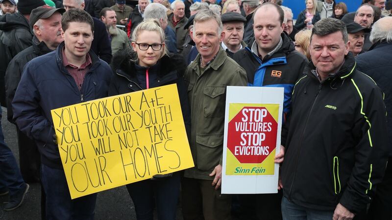 Protesters in Strokestown, Co Roscommon. Photograph: Brian Lawless/PA Wire