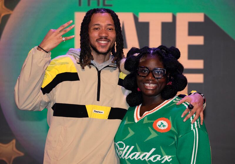 JyellowL, with Toshín, wonders whether the world is ready for rap at Eurovision. Photograph: Colin Keegan/Collins