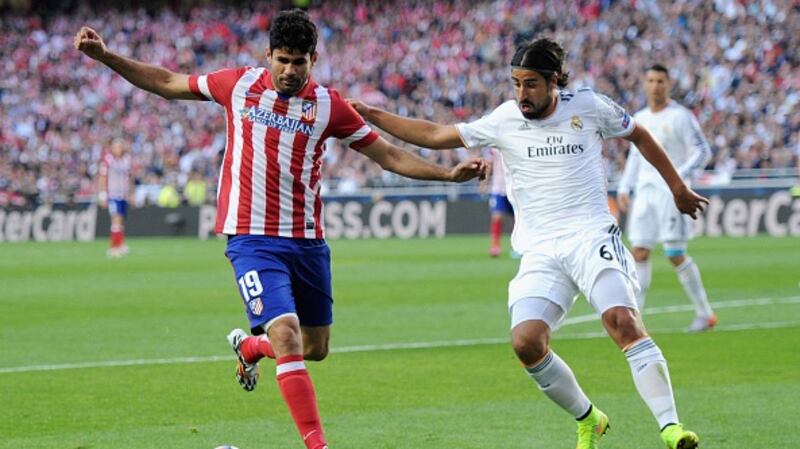 Diego Costa in action for Atlético Madrid during the 2014 Champions League final. Photograph: Denis Doyle/Getty