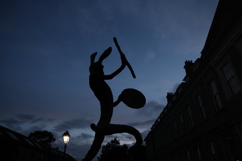 'The Drummer' by  Barry Flanagan, 1941–2009 in the grounds of the Irish Museum of Modern Art IMMA  in Kilmainham.  Photo: Bryan O’Brien
