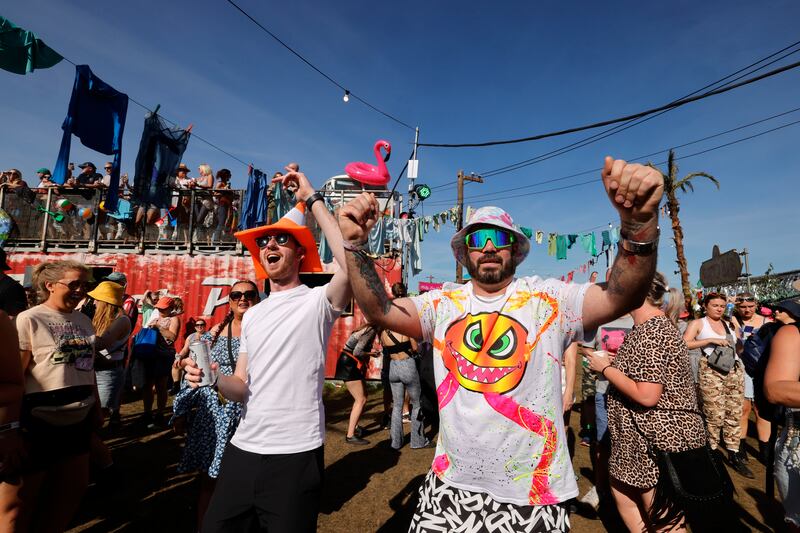 Glen Carey from Swords, Co Dublin, and Thomas McNamara from Co Clare at Trailer Park on Sunday. Photograph: Alan Betson/The Irish Times

