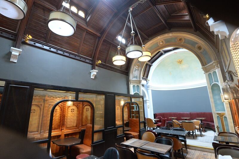 Confession box tables at Keavan’s Port Hotel on Camden Street, Dublin. Photograph: Dara Mac Dónaill/The Irish Times