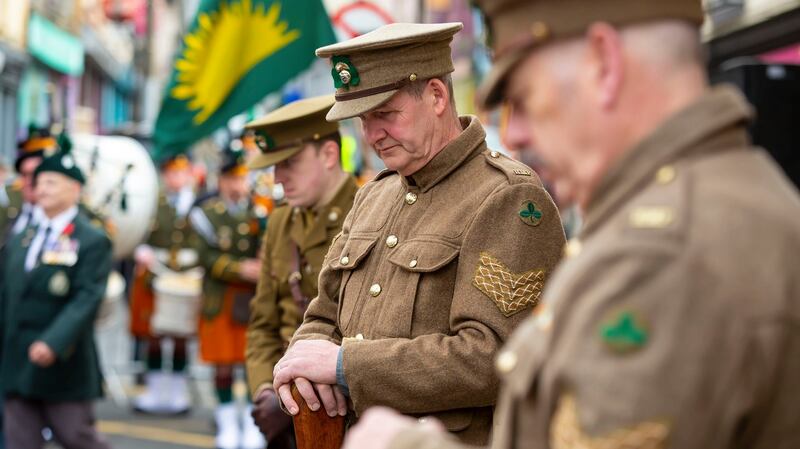 Keith Donnelly, Brian Kenny and Sam Morrili of the Irish Great War Society at the commemoration in New Ross. Photograph: Mary Browne
