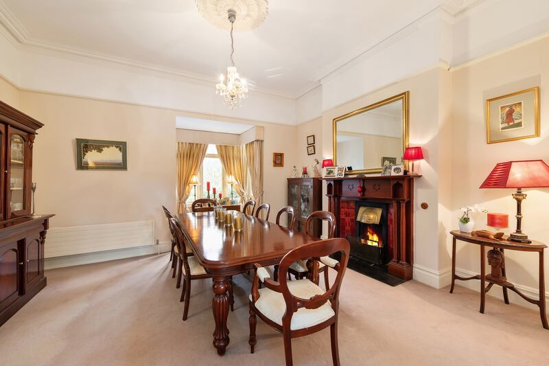 Dining room: The property retains period details such as fireplaces, coving and cornicing.
