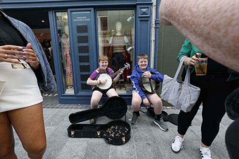 Ruairi and Odhran Carney from Old Ross, Co Wexford, entertaining the crowd. Photograph: Nick Bradshaw