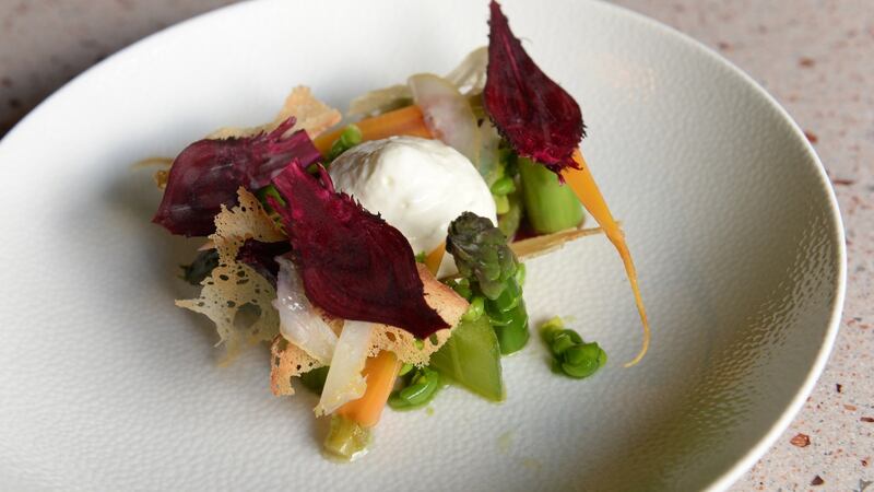 The spring salad with sourdough and creme fraiche at Frank’s.