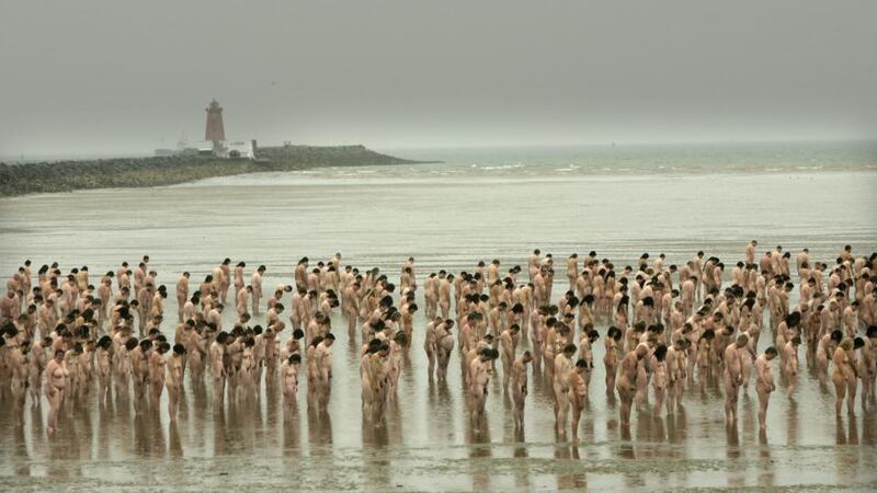 The Great South Wall was the scene of a group nude photograph by American photographer Spencer Tunick, taken on a midsummer weekend in June 2008. Photograph: Dara Mac Dónaill
