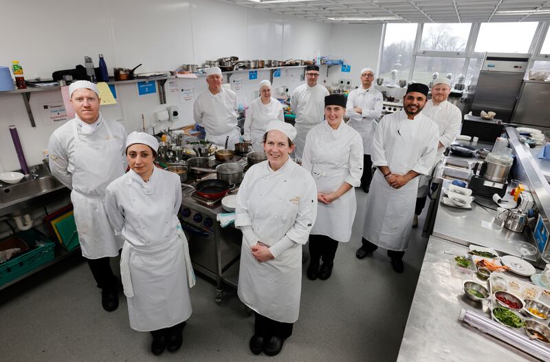 (left to right): Sean Sheridan, Luana Morandini, Derek Oman, Vivienne Johnston, Leonie Theron, Brian Heffernan, Makenna Finlay-Mulligan, Angelo Galatolo, Abhishek Tiwari and Ciaran Ryan at TU Dublin, Tallaght. Photograph: Alan Betson