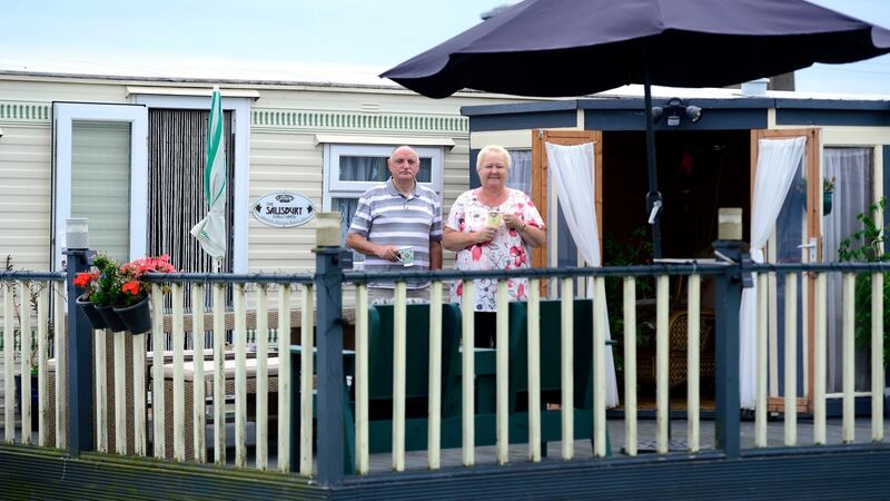 Linda and Tom Mulrennan at their mobile home in Lynder’s Mobile Home Park, Portrane. Photograph: Cyril Byrne