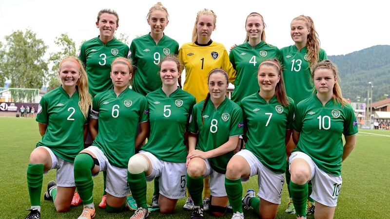 Ireland’s Under-19 team ahead of their semi-final against the Netherlands in 2014. Photograph: Inpho