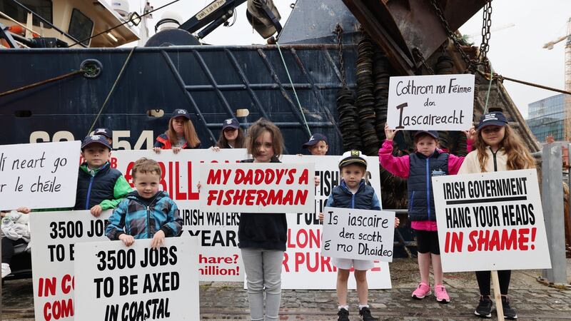 Children from Kerry, Dublin and Castletownbere join the fishing protest in Dublin. Photograph: Alan Betson/The Irish Times