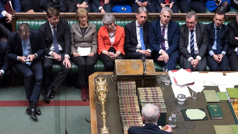 Labour leader Jeremy Corbyn responds to Theresa May’s speech after the vote in the House of Commons: Photograph: UK Parliament/Jessica Taylor/PA Wire