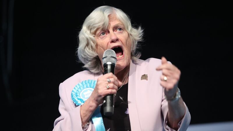 Ann Widdecombe during a Brexit Party rally at the Rainton Meadows Arena in Houghton-le-Spring. Photograph: Danny Lawson/PA Wire