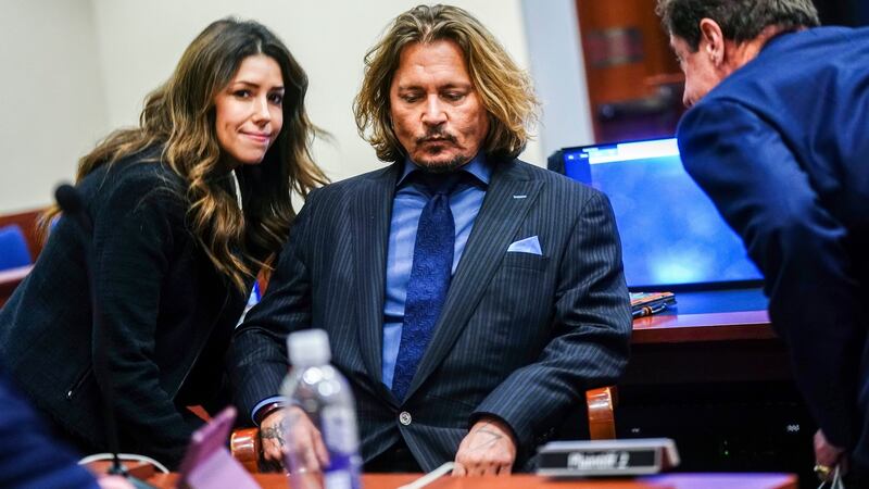 Actor Johnny Depp sits in the courtroom at the Fairfax County Circuit Courthouse on Thursday. Photograph: Shawn Thew/AP