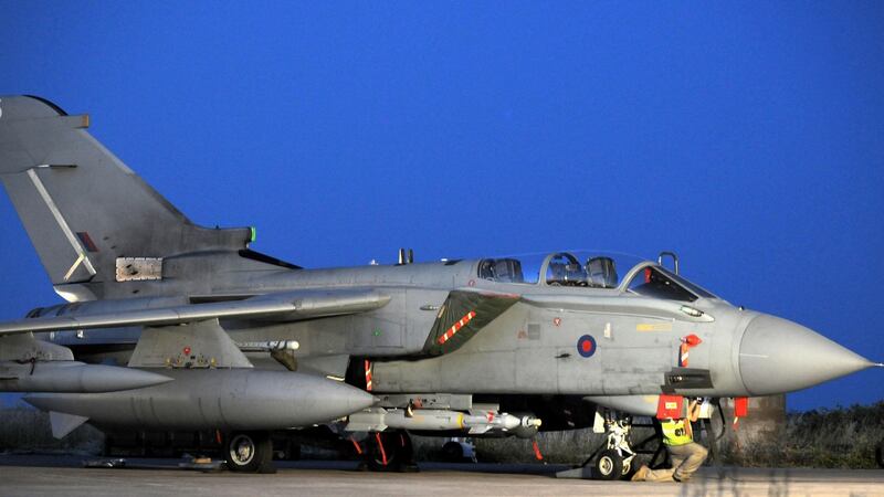 A file image of a British Tornado GR4 in Italy. RAF war planes are gearing up to launch air strikes on Syria. Photograph: PA