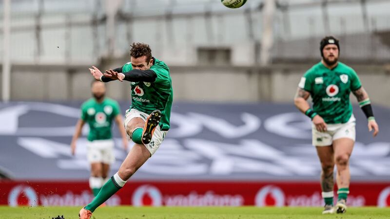 Billy Burns takes a kick during the loss to France. Photo: Dan Sheridan/Inpho