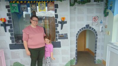 Grace Kerr (5) with her mother Maggie Neary at the Urlingford Community Childcare Centre in Co Kilkenny. Handout photograph