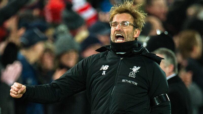 Quite pleased: Liverpool manager Jürgen Klopp. Photograph: Peter Powell/EPA