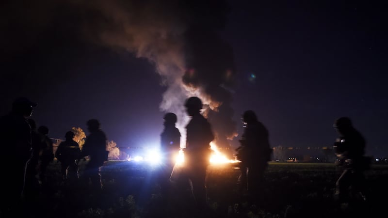 Mexican soldiers secure the area after the fuel pipe explosion in Tlahuelilpan, Hidalgo state. Photograph: Alfredo Estrella/AFP/Getty Images