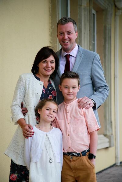 The Wall Family, (mum) Kelly, (dad) Reece with children Ruby (7) and Ethan (10) attending the annual Jehovah’s Witnesses convention in the Citywest Hotel, Dublin. Photo: Nick Bradshaw