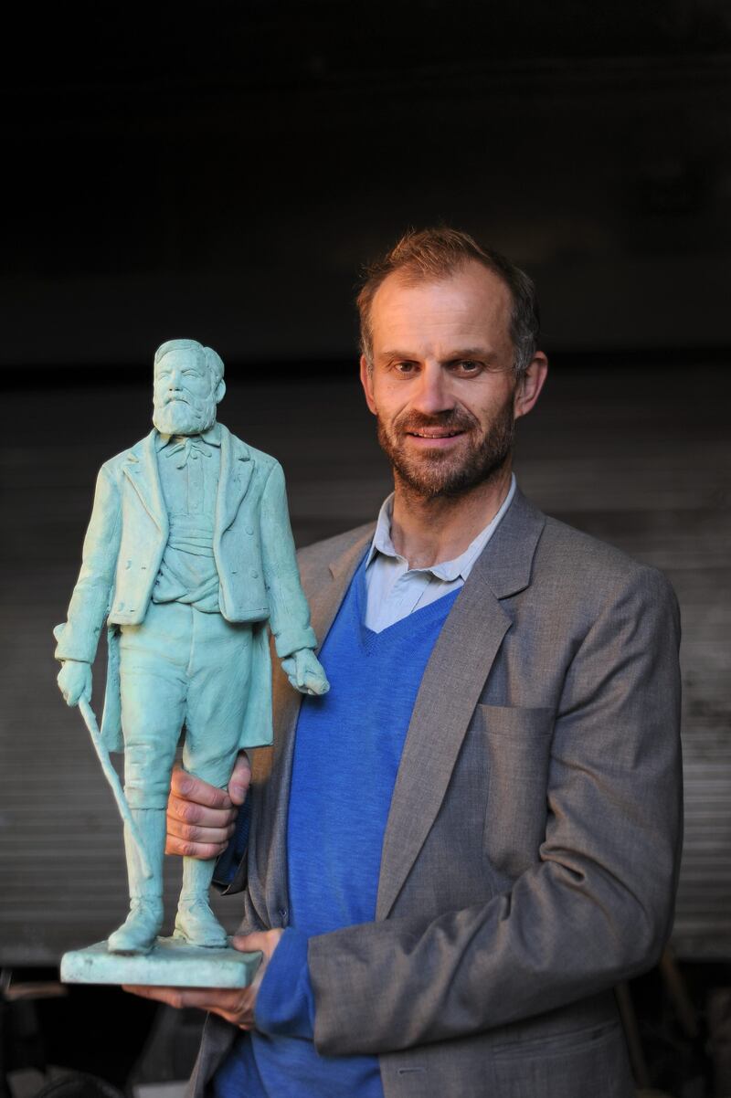 Paul Ferriter with the Michael Cusack maquette in 2011. Photograph: Brian Lawless/Sportsfile