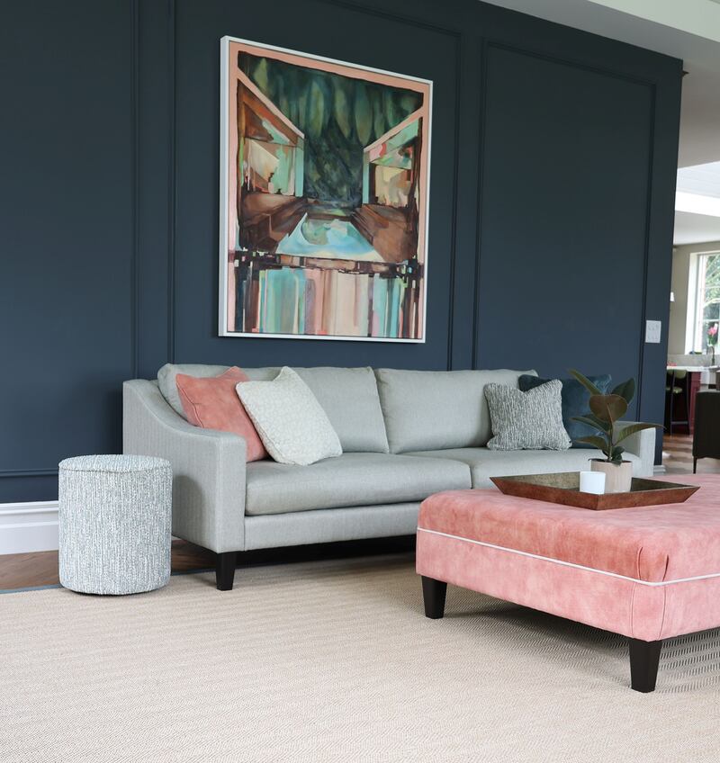 A family heirloom like this beautiful painting is a focal point in the Living Room. The sofa is the Heidi by Finline in Layla Mist (3 seater is available from €2,250)