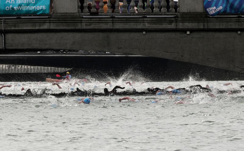 Swimmers participating in the 105th Liffey Swim in Dublin. Photograph: Alan Betson/The Irish Times

