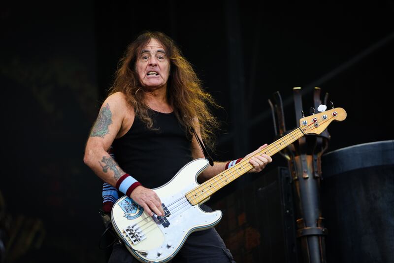 Steve Harris of Iron Maiden performs at Malahide Castle, Dublin. Photograph: Dan Dennison