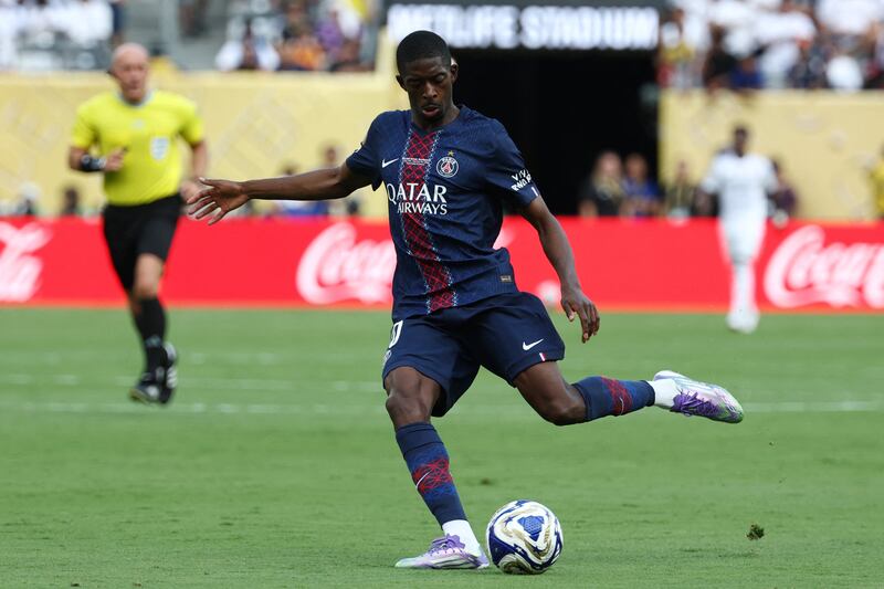 Ousmane Dembélé in action for PSG against Real Madrid. Photograph: Franck Fife/AFP via Getty Images