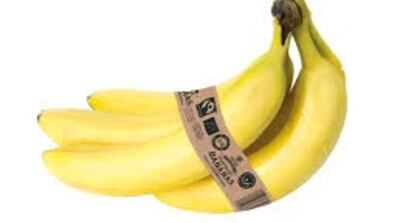 Lidl’s Fairtrade bananas are wrapped in a biodegradable brown band.