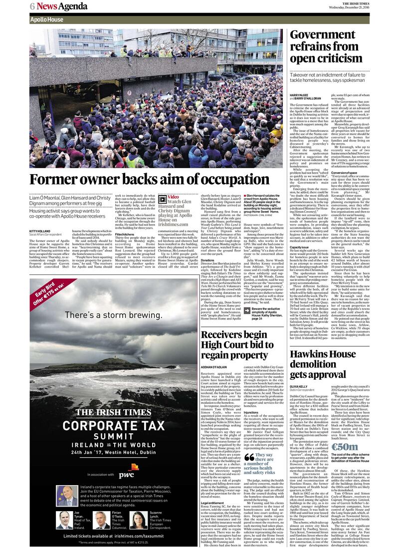 The Irish Times reports from December 21st