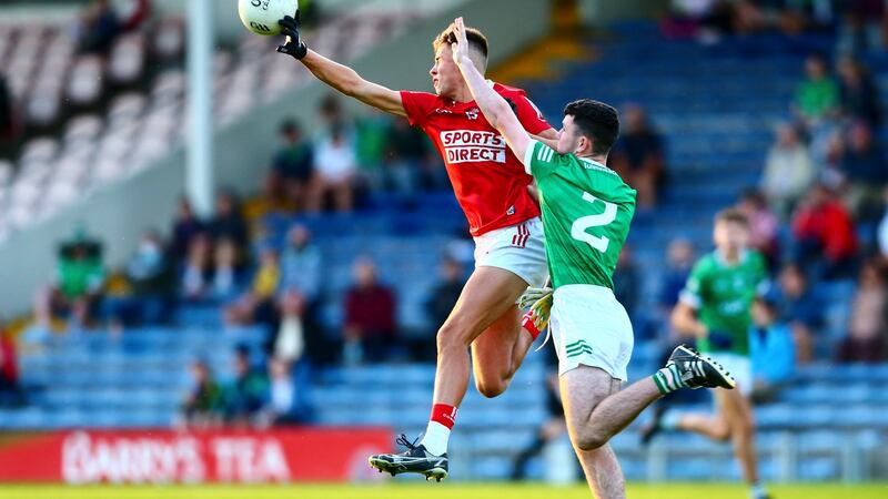 Cork’s Hugh O’Connor gets to the ball ahead of  Limerick’s Michael Kilbridge at Semple Stadium. Photograph: Ken Sutton/Inpho
