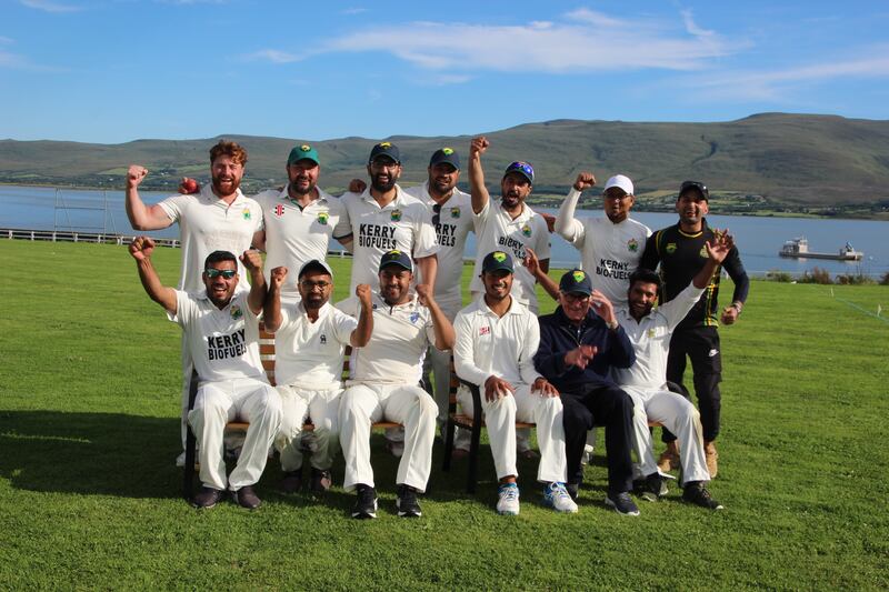 Dave Ramsey with members of the County Kerry Cricket Club. Photograph: Val Lerigo-Jones