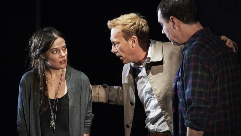 Shaun Dingwall (centre) and Katie McGuinness are competing influences on comic Brian Doherty