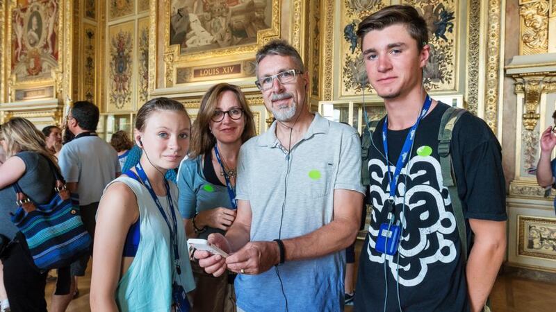 Catherine Winder and Craig Berkey of Vancouver, with their children Sophie and Dylan in the Apollo Gallery. Photograph: Des Harris/The Picture Desk