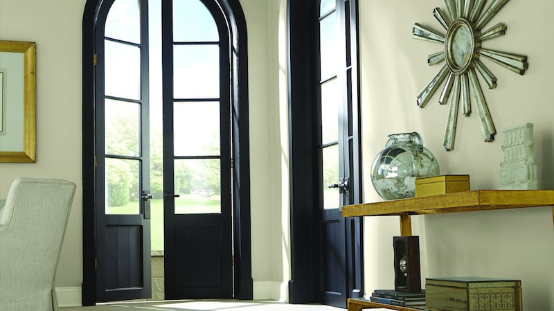 Fleetwood’s Pantone range with Cloud Blue up top and a warm and mellow neutral, Birch on the main walls. It’s a crisp and fresh way to change the mood of a room.