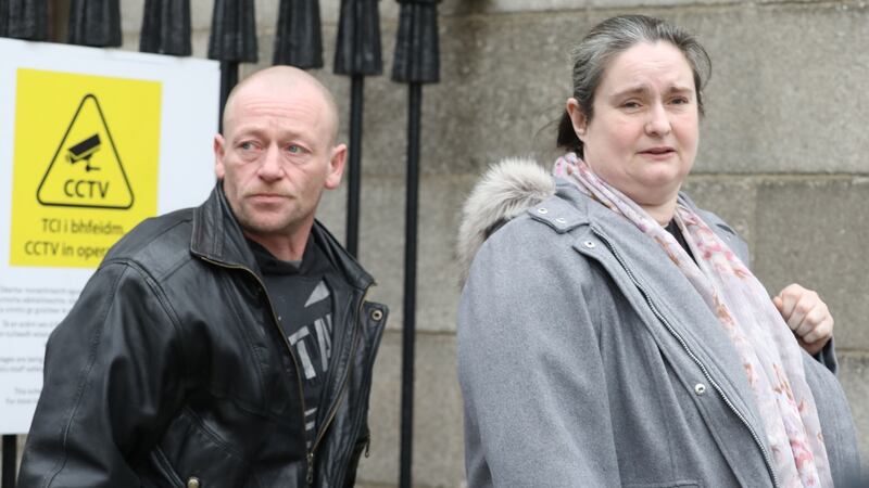 Shane and Carmel Skeffington, of Bandana, Tourlesrane, Co. Sligo pictured outside the Four Courts. Photograph: Collins Courts