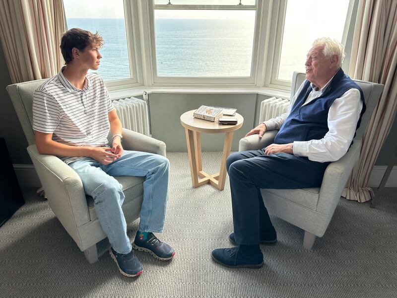 John Simpson and his son, Rafa, in Brighton