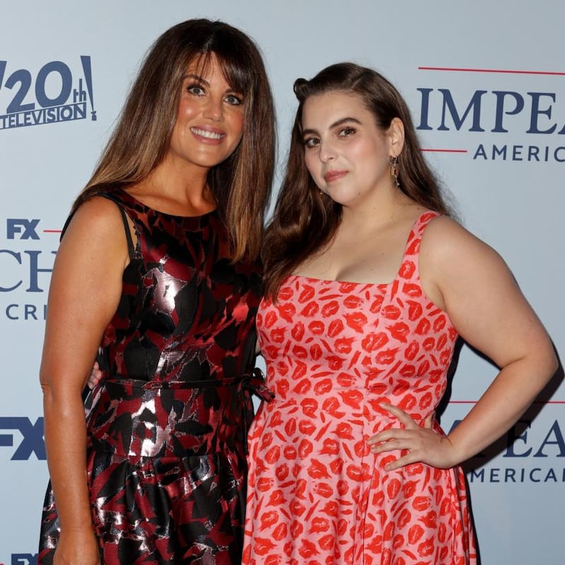 Monica Lewinsky and actor Beanie Feldstein, who plays Lewinsky in Impeachment. Photograph: Kevin Winter/Getty