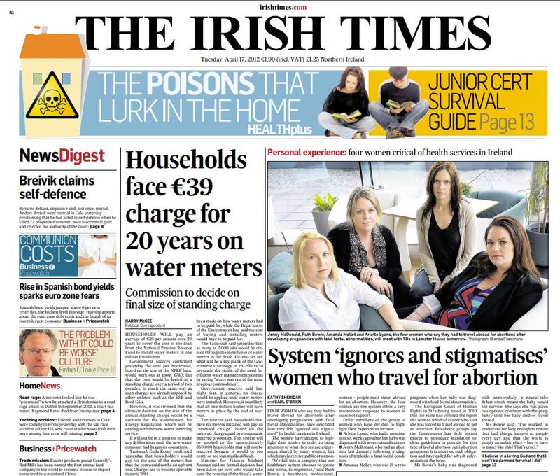 The Irish Times front page, April 17th, 2012.