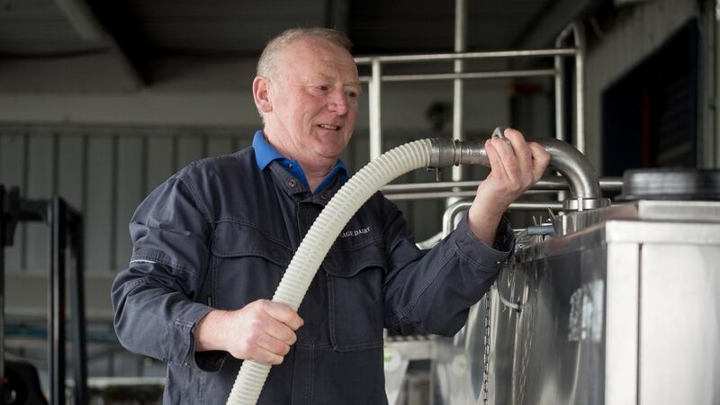Des Hurley loading the milk at the Village Dairy, Co Carlow. Photograph: Dylan Vaughan