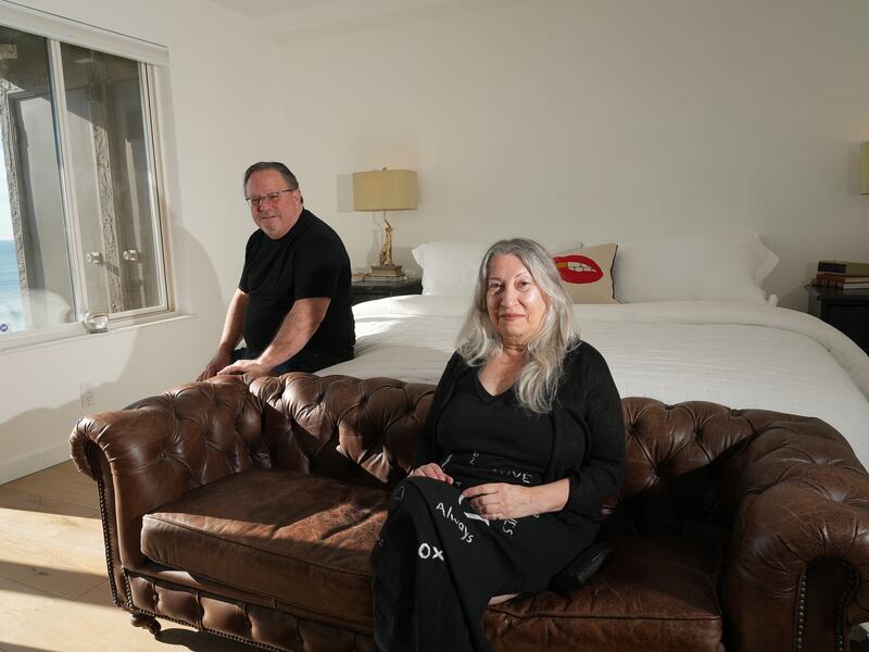 Ermelinda and Jay Wood, at their condo in Pacifica. Photograph: Jim Wilson/The New York Times