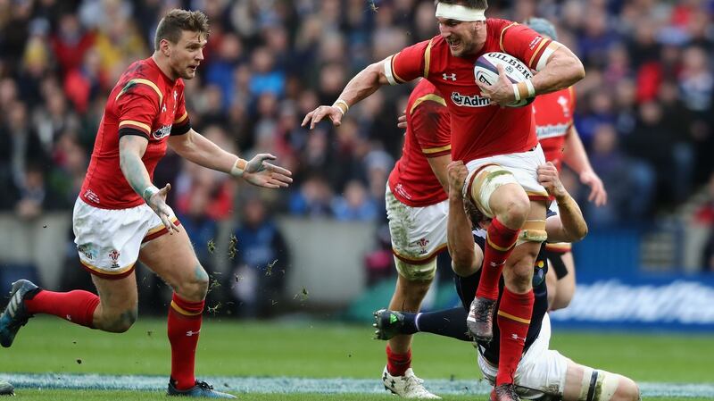 Wales’s Sam Warburton makes a break during the Six Nations match against Scotland at Murrayfield Stadium. Photograph: Getty Images