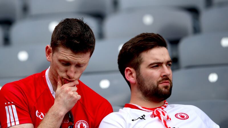 Dejected Tyrone fans after Dublin’s victory over Tyrone in the All-Ireland semi-final last year. Photograph: James Crombie/Inpho