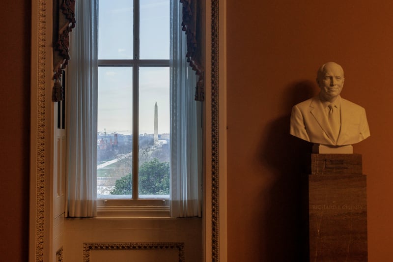 A bust of Dick Cheney at the US Capitol. Photograph: Jason Andrew/The New York Times
                      