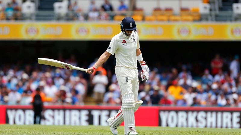 England skipper Joe Root walks off after being dismissed during day four. Photograph: Jason O’Brien/PA