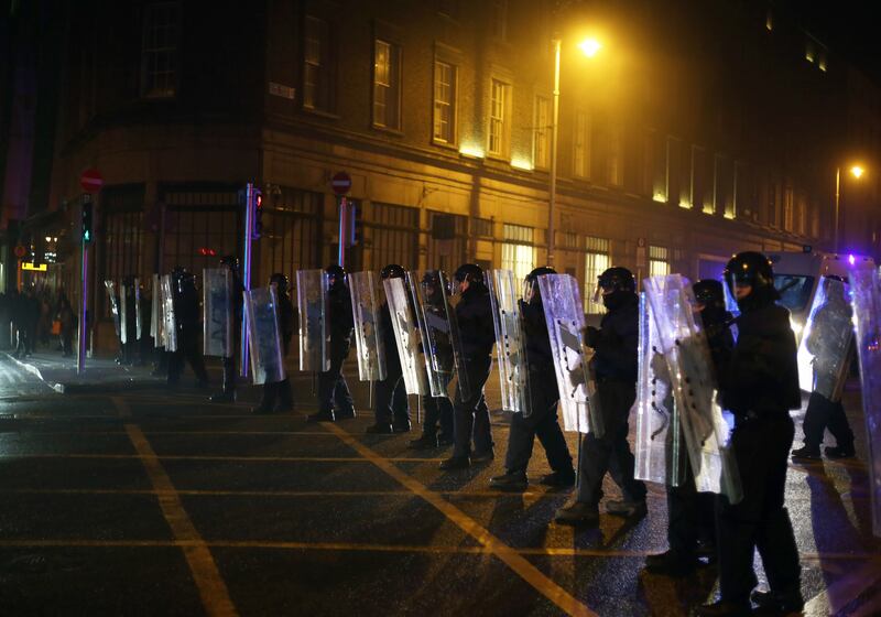Gardaí on O'Connell Street after violence broke out following a knife attack in Dublin in November. Photograph: Mostafa Darwish