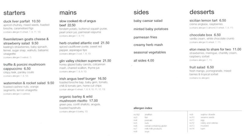 The ‘First Dates’ menu.